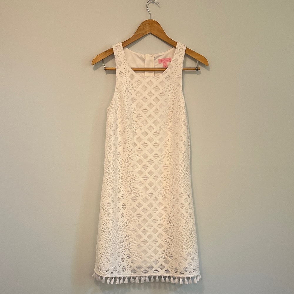 Lilly Pulitzer Marquette White Shift Mini Eyelet Dress - Small